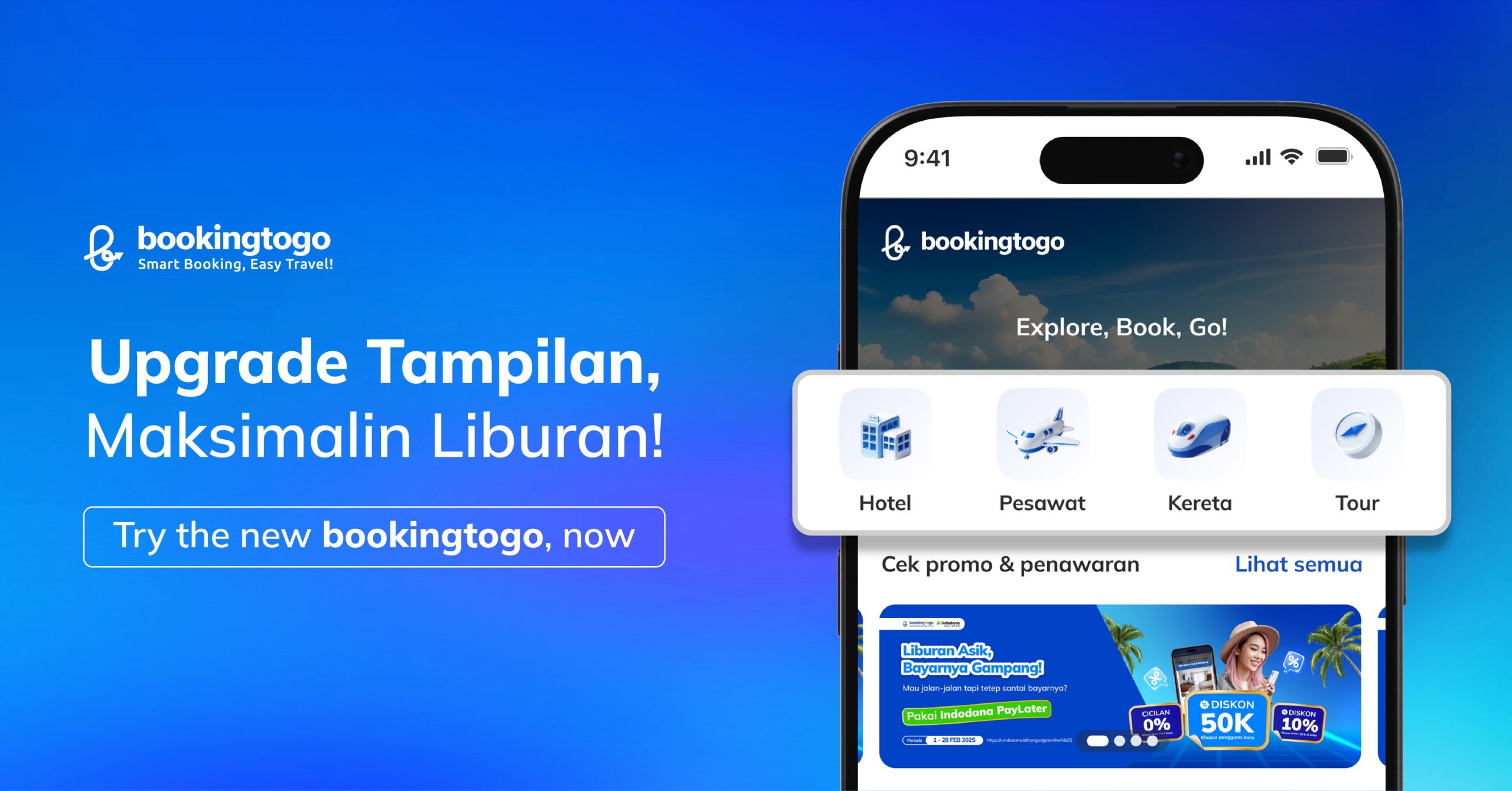 Beli tiket hotel, kereta & pesawat